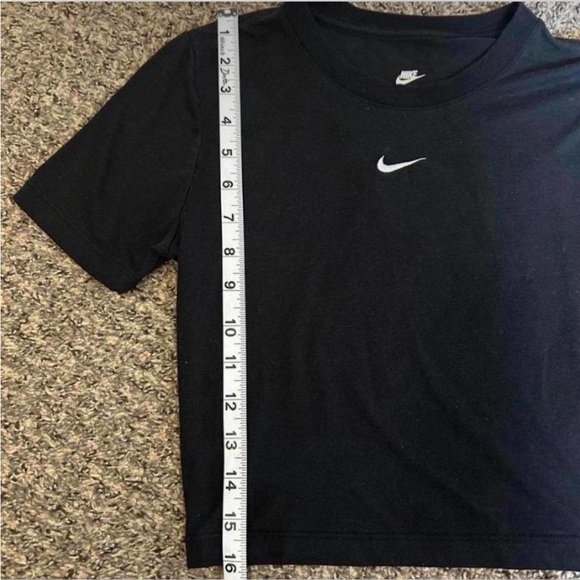 Nike Women's Black Crop Top with White Logo - Picture 5 of 5